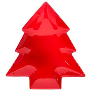 BIA Festive Red Christmas Tree Serving Dish 12” EUC